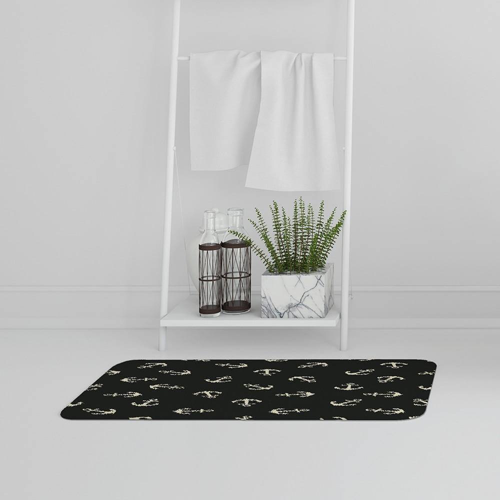 Anchors on Black Background (Bath Mat) - Andrew Lee Home and Living