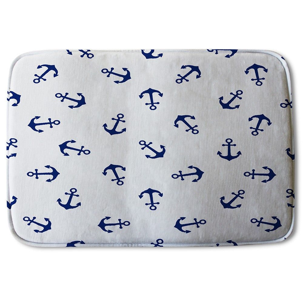 New Product Navy Anchors on White (Bath Mat)  - Andrew Lee Home and Living