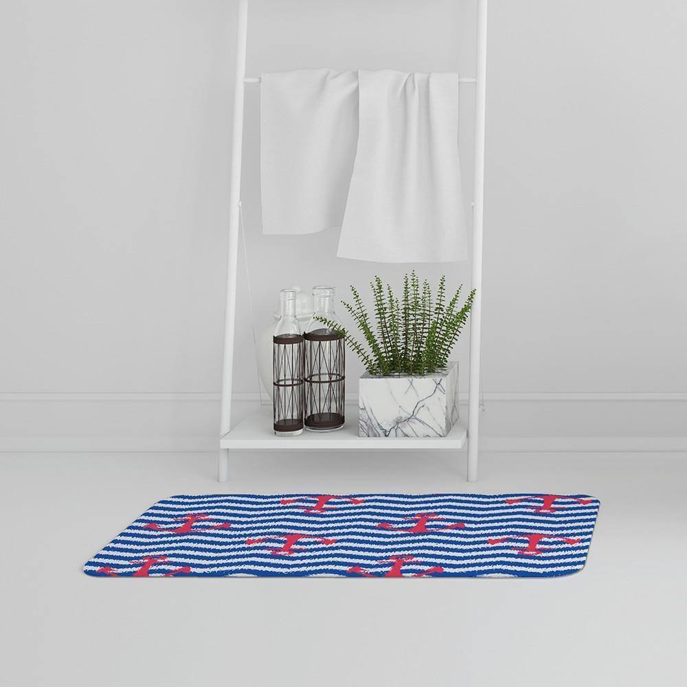 New Product Anchors on Zig Zag Stripes (Bath Mat)  - Andrew Lee Home and Living