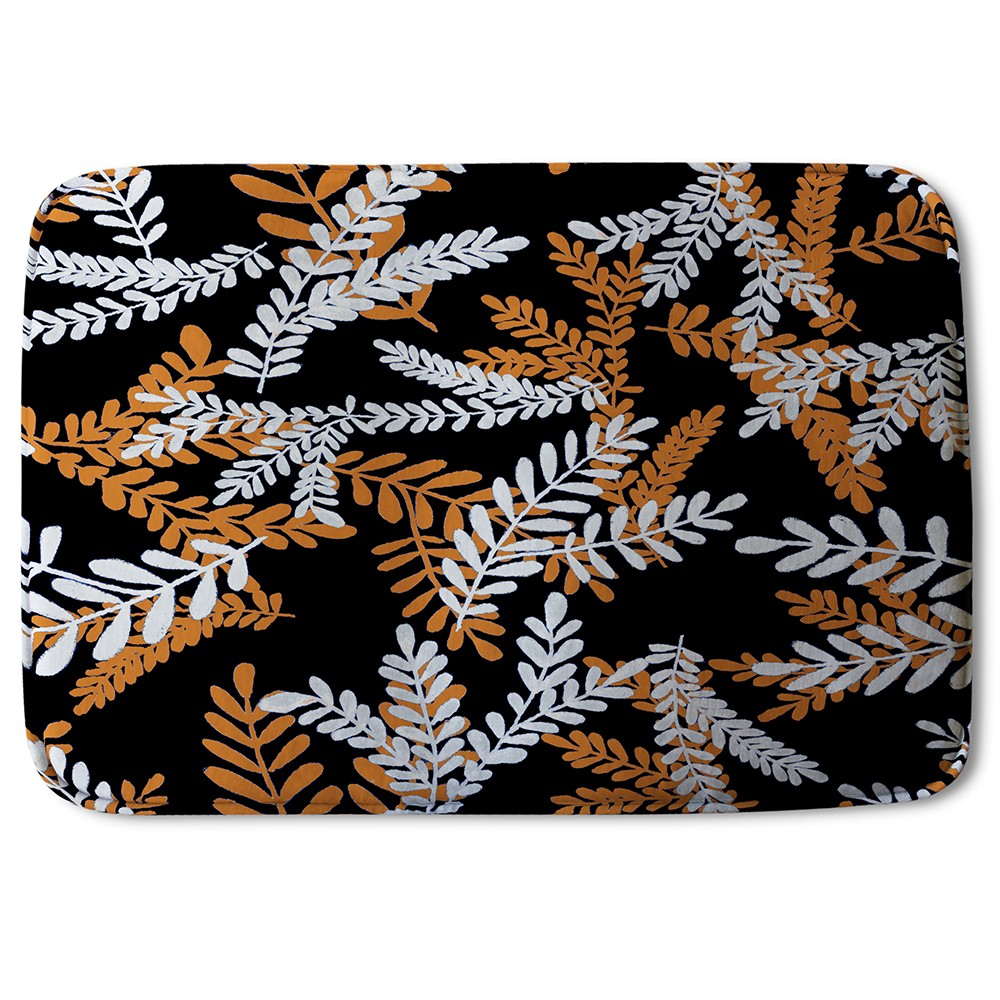 New Product White & Orange Olive Leaves (Bath Mat)  - Andrew Lee Home and Living