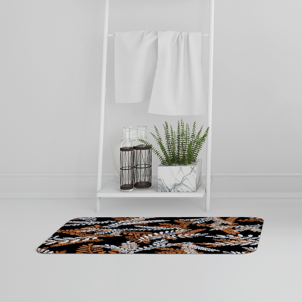 New Product White & Orange Olive Leaves (Bath Mat)  - Andrew Lee Home and Living