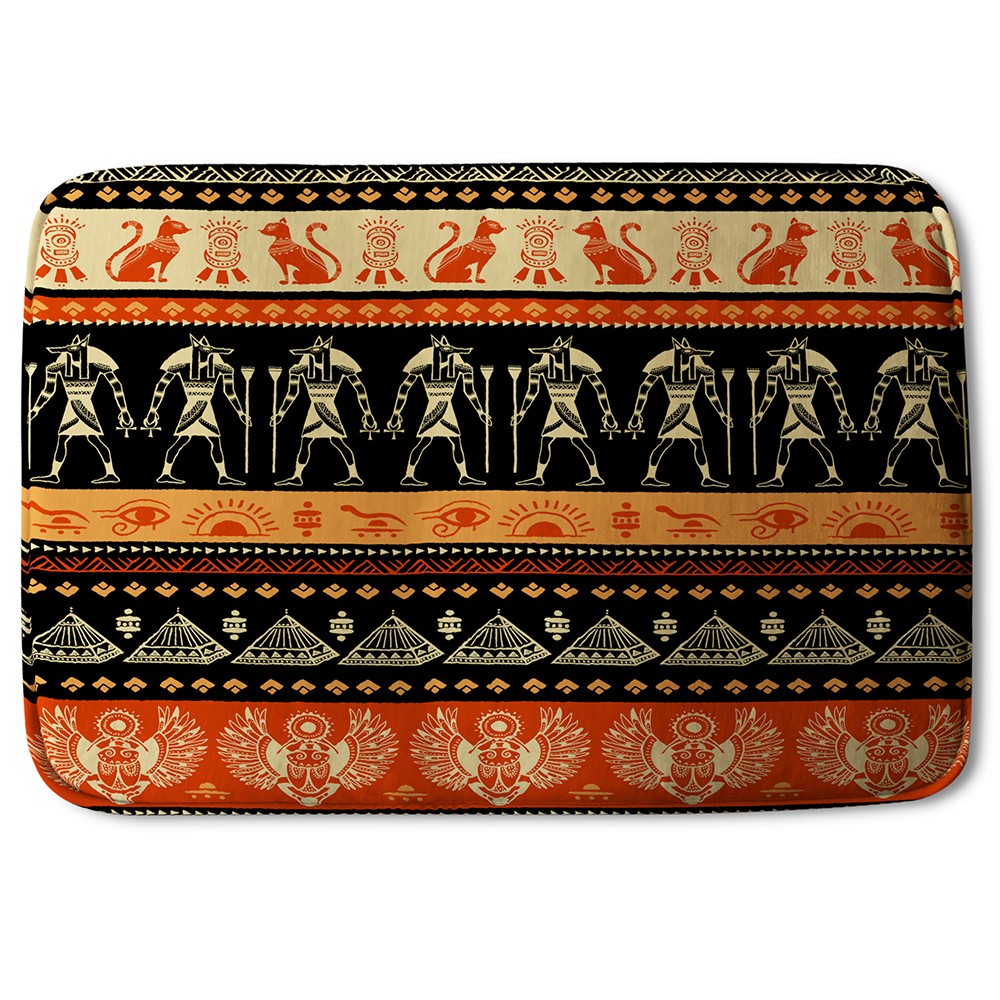 New Product Egyptian Heiroglyphs in Orange & Black (Bath Mat)  - Andrew Lee Home and Living