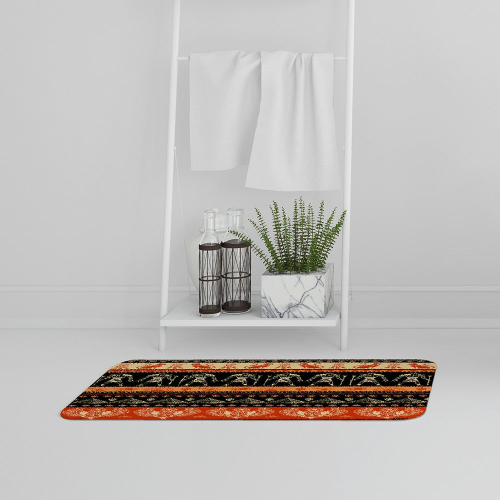 New Product Egyptian Heiroglyphs in Orange & Black (Bath Mat)  - Andrew Lee Home and Living