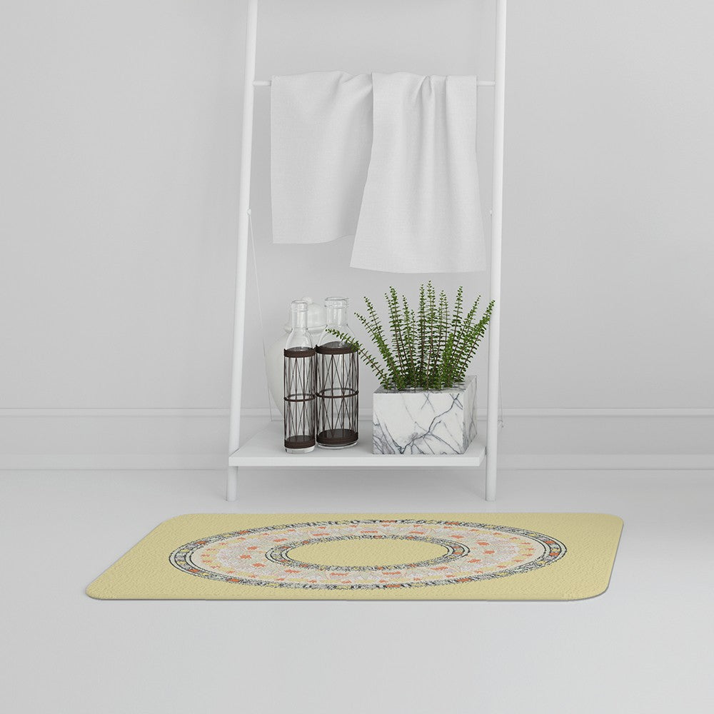 New Product Yellow Circle Ornament. Round Frame (Bath Mat)  - Andrew Lee Home and Living