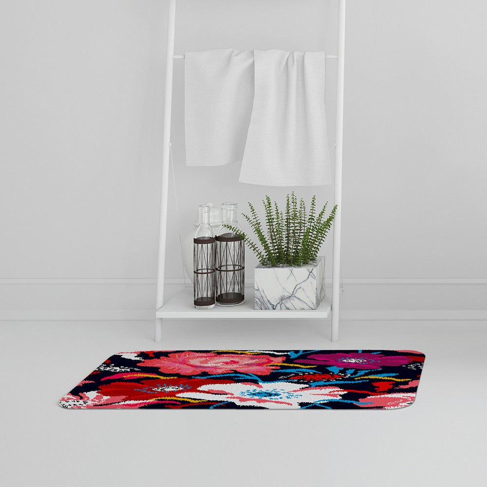 New Product Bright Flowers on Dark Background (Bath Mat)  - Andrew Lee Home and Living