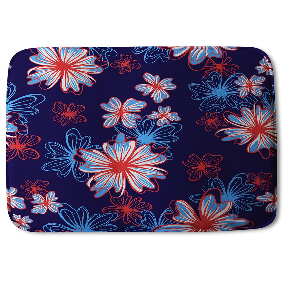 New Product Red, White & Blue Flower Print (Bath Mat)  - Andrew Lee Home and Living