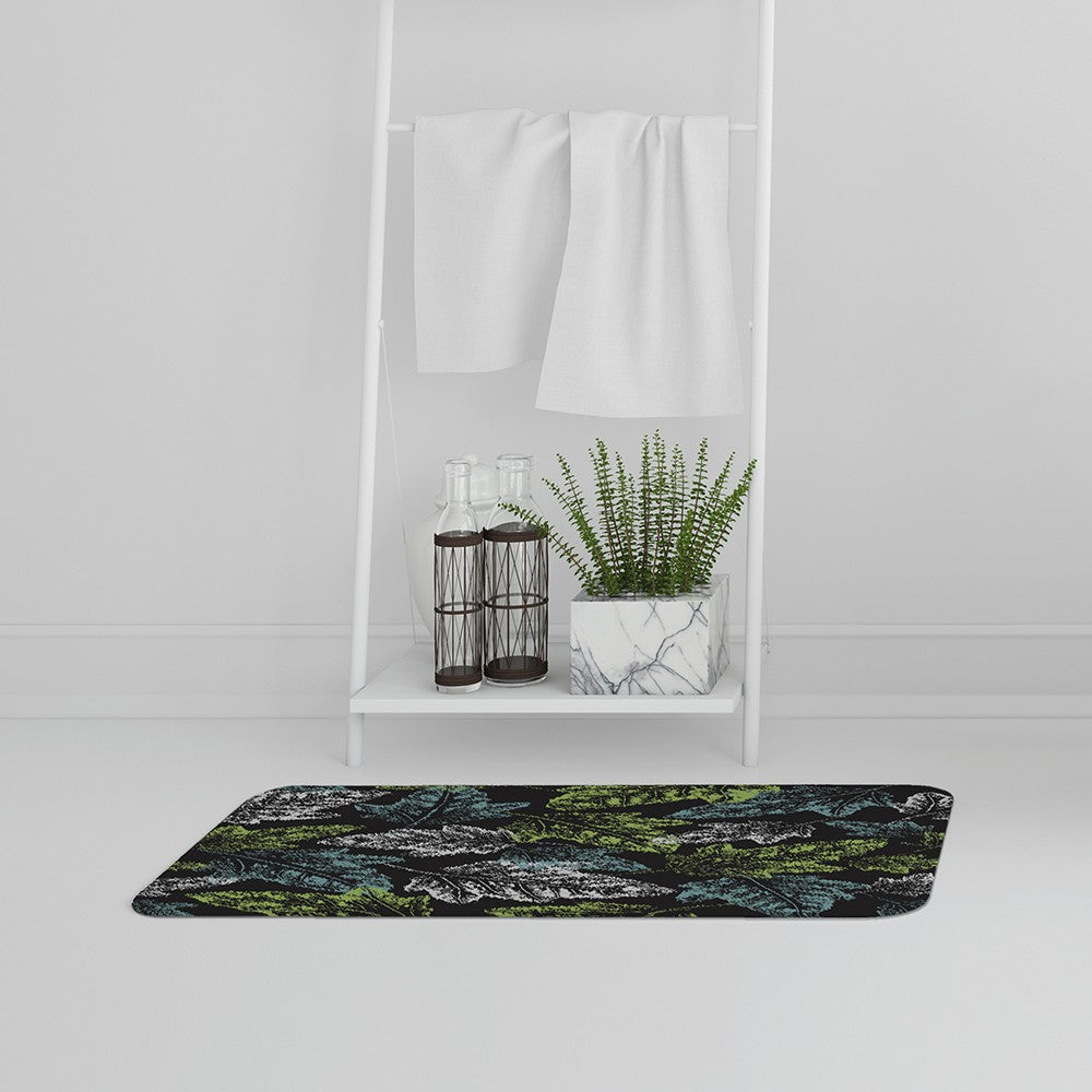 New Product Leaf Print on Dark Bachground (Bath Mat)  - Andrew Lee Home and Living