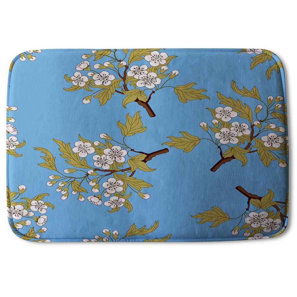 New Product Orchid Branches on Blue (Bath Mat)  - Andrew Lee Home and Living
