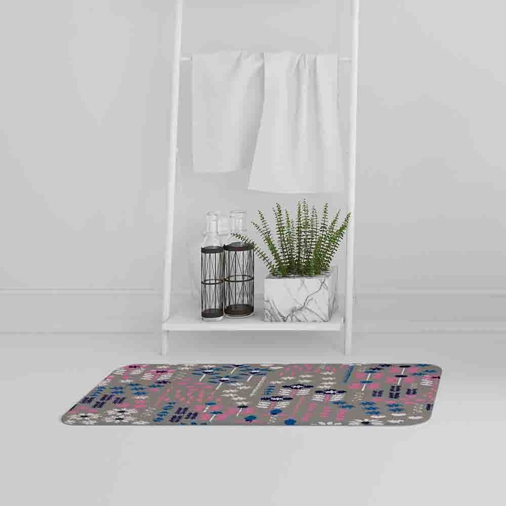 New Product Selection of Flowers in Pink, Blue & White (Bath Mat)  - Andrew Lee Home and Living