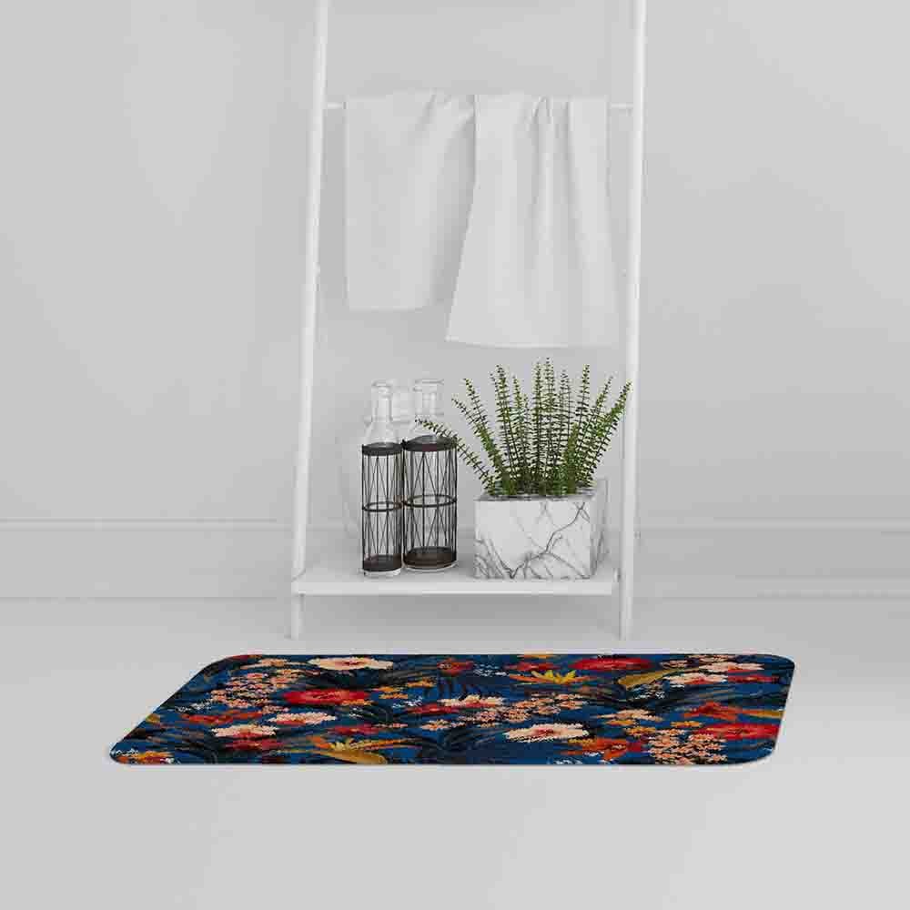 New Product Bright Red & Orange Tropical Flowers & Plants (Bath Mat)  - Andrew Lee Home and Living