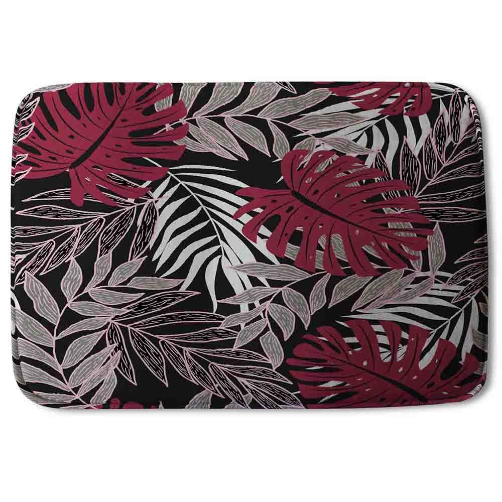 New Product Tropical Leaves in Red, White & Grey (Bath Mat)  - Andrew Lee Home and Living