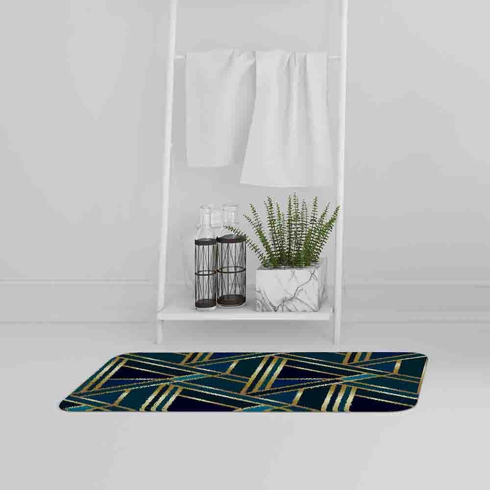New Product Gold & Teal Geometric Pattern (Bath Mat)  - Andrew Lee Home and Living