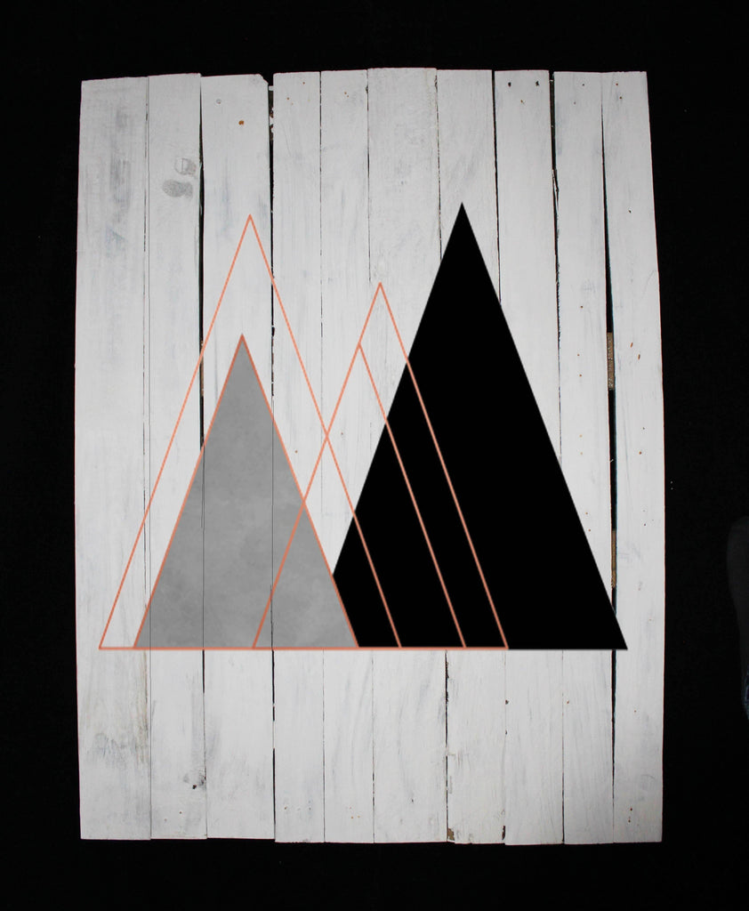 Reclaimed Wood Print - Abstract Geometric (Reclaimed White wood) - Andrew Lee Home and Living
