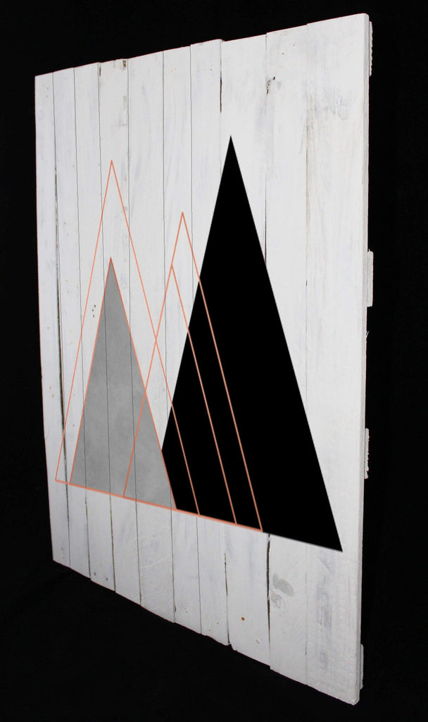 Reclaimed Wood Print - Abstract Geometric (Reclaimed White wood) - Andrew Lee Home and Living