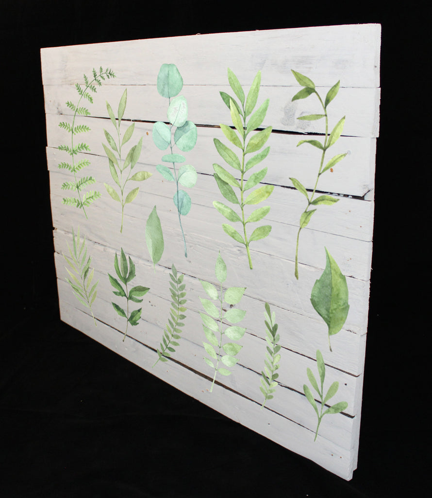 Reclaimed Wood Print - New Product Botanic Leaves Mix  (Reclaimed white wood print)  - Andrew Lee Home and Living Homeware