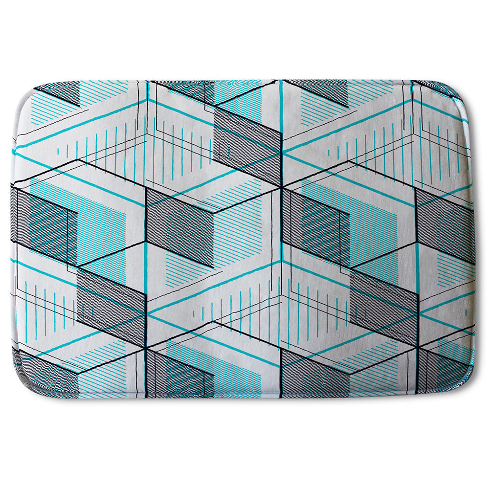 Bathmat - New Product Blue Geometric Hexagons (Bath mats)  - Andrew Lee Home and Living