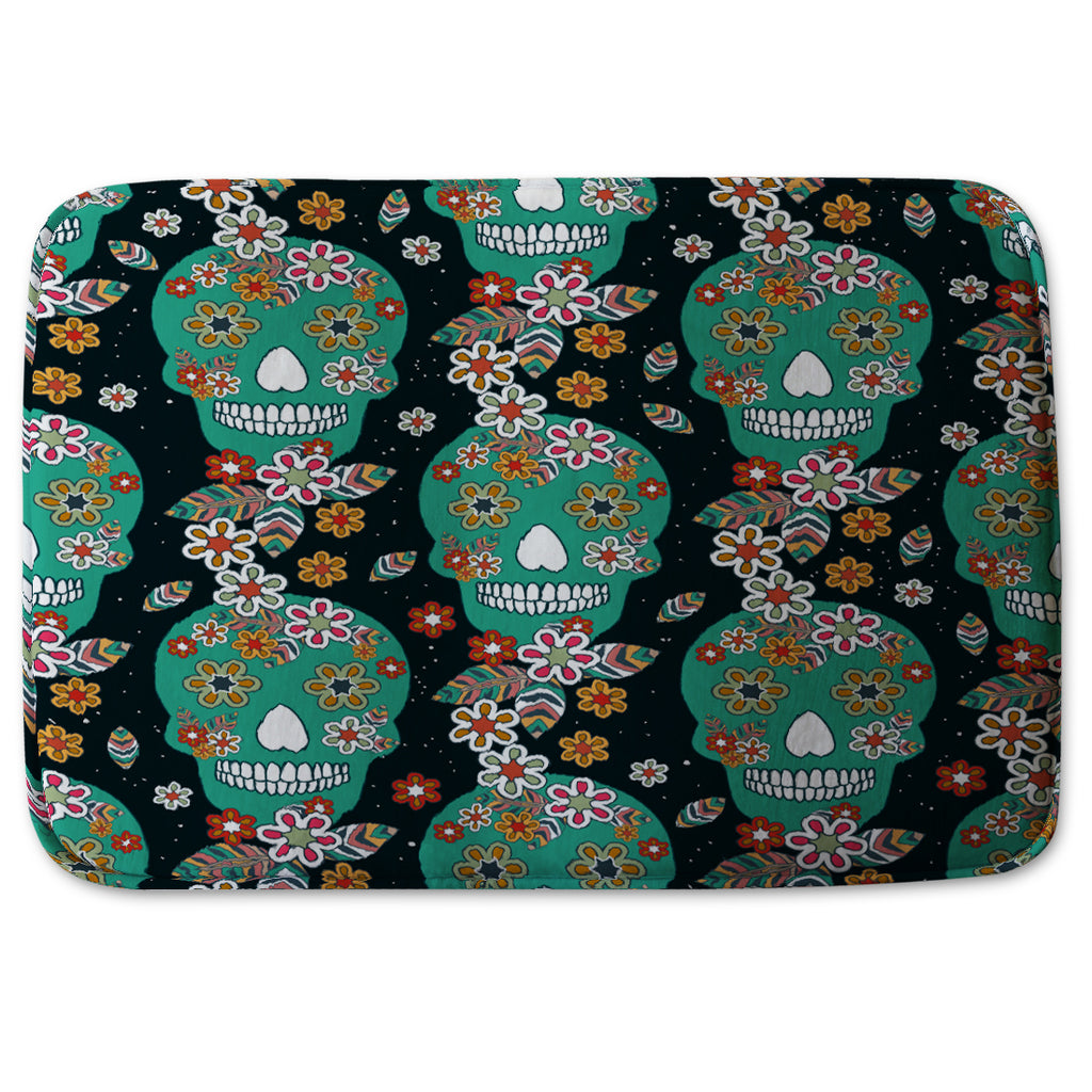 New Product Embroidery colorful simplified ethnic flowers and skull pattern (Bathmat)  - Andrew Lee Home and Living