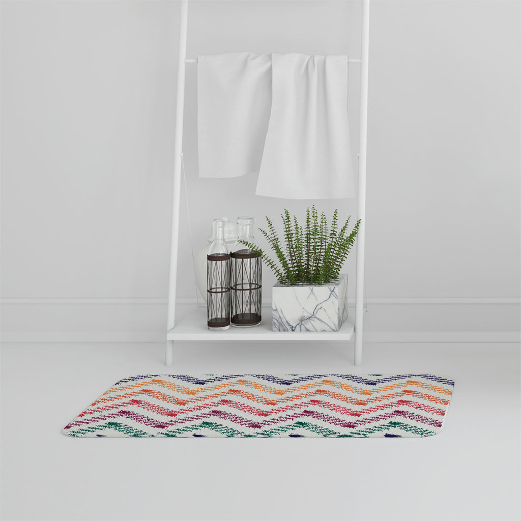 Bathmat - New Product Freehand horizontal zigzag and chevron stripes (Bath mats)  - Andrew Lee Home and Living