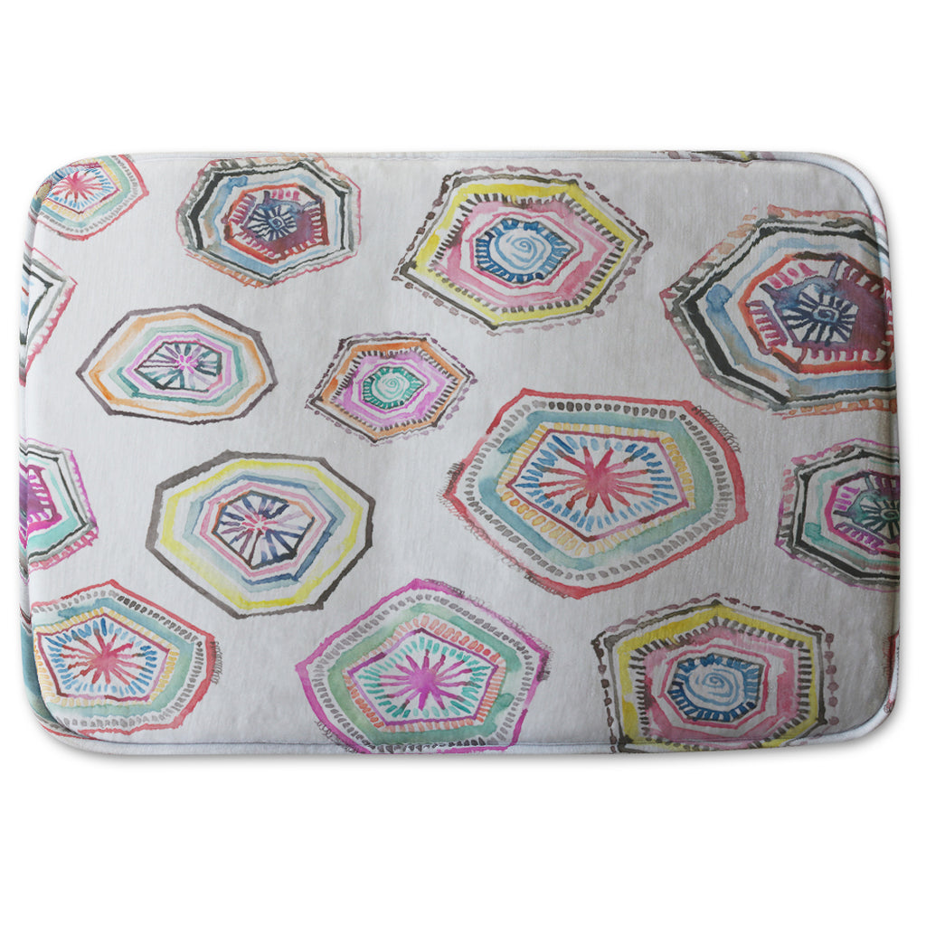 Bathmat - New Product Hand painted multicolor watercolor  geometrical pattern (Bath mats)  - Andrew Lee Home and Living