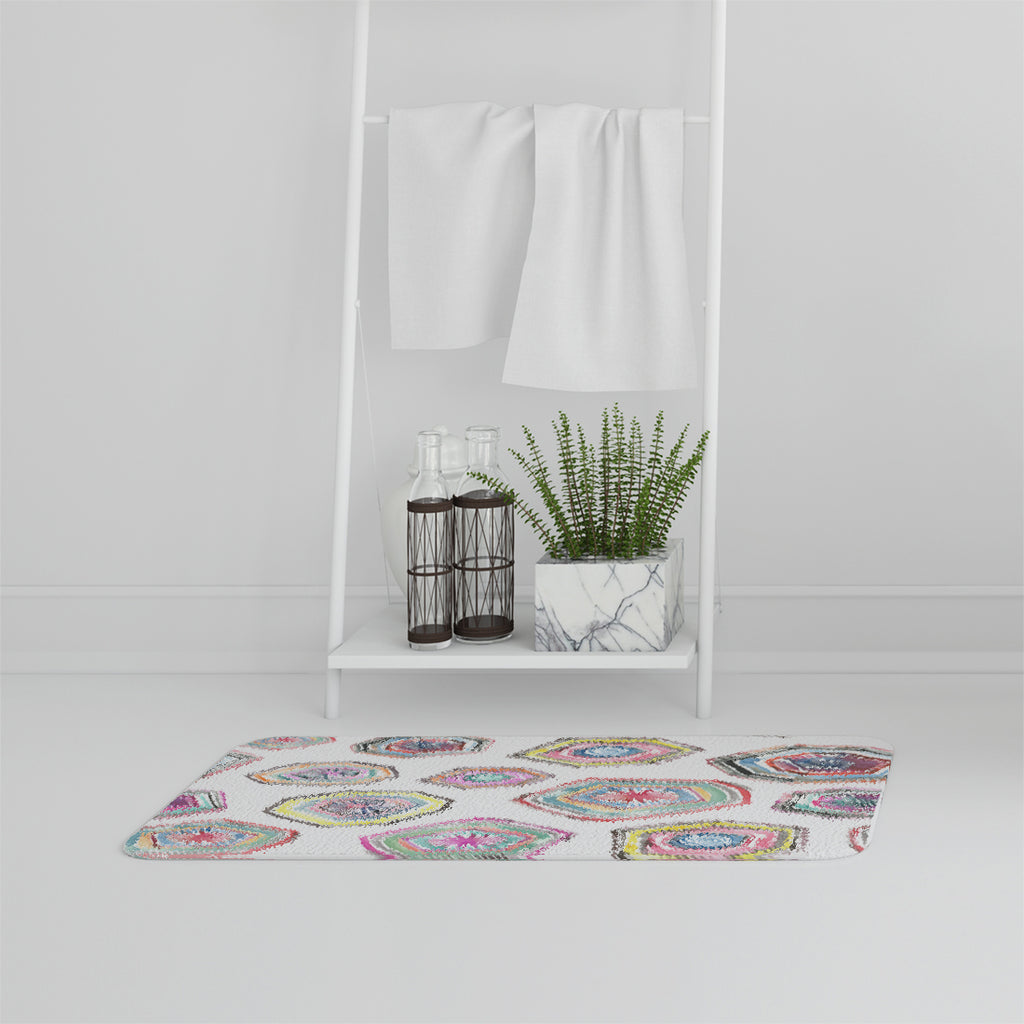 Bathmat - New Product Hand painted multicolor watercolor  geometrical pattern (Bath mats)  - Andrew Lee Home and Living