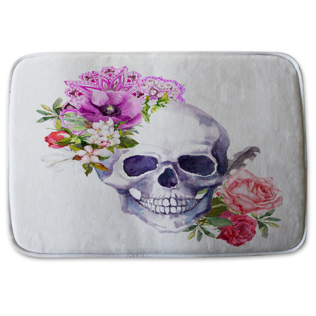 Bathmat - New Product Human skull with flowers (Bath mats)  - Andrew Lee Home and Living