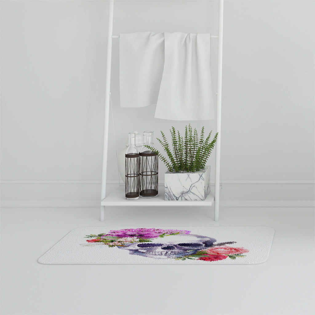 Bathmat - New Product Human skull with flowers (Bath mats)  - Andrew Lee Home and Living