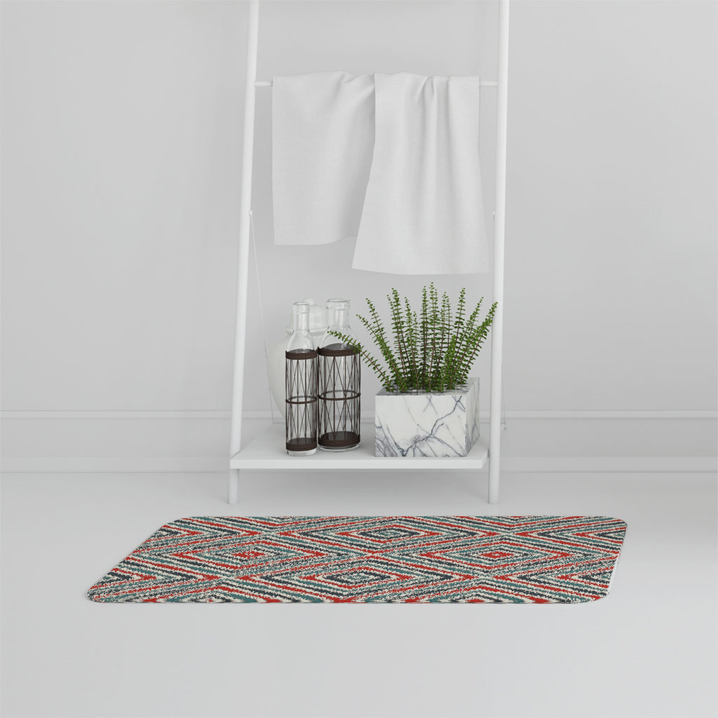 Bathmat - New Product Repeated squares and rhombuses ornamental abstract Tribal motif (Bath mats)  - Andrew Lee Home and Living