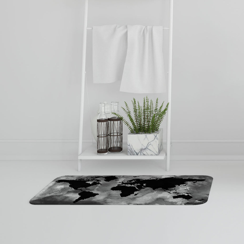 New Product Black and white world map (Bathmat)  - Andrew Lee Home and Living