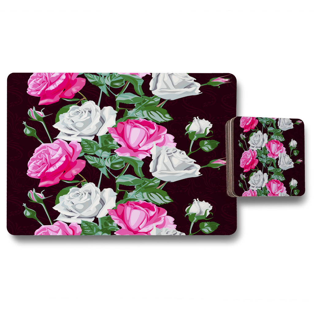 New Product Pattern of Pink and White Flowers (Placemat & Coaster Set)  - Andrew Lee Home and Living