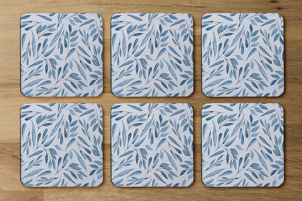 Watercolour blue branches with leaves (Coaster) - Andrew Lee Home and Living
