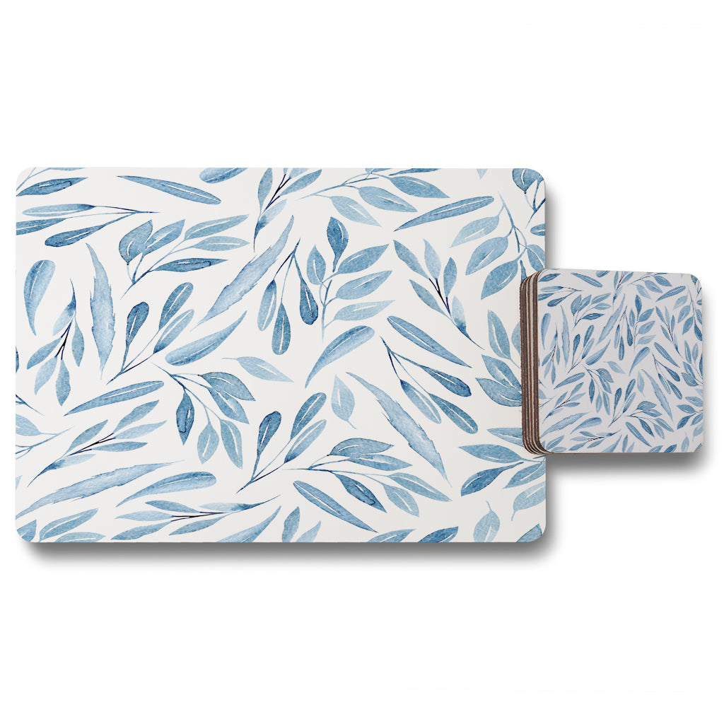 New Product Watercolour blue branches with leaves (Placemat & Coaster Set)  - Andrew Lee Home and Living