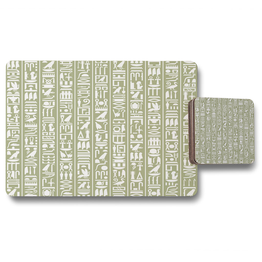 New Product Egyptian hieroglyphic decorative background (Placemat & Coaster Set)  - Andrew Lee Home and Living