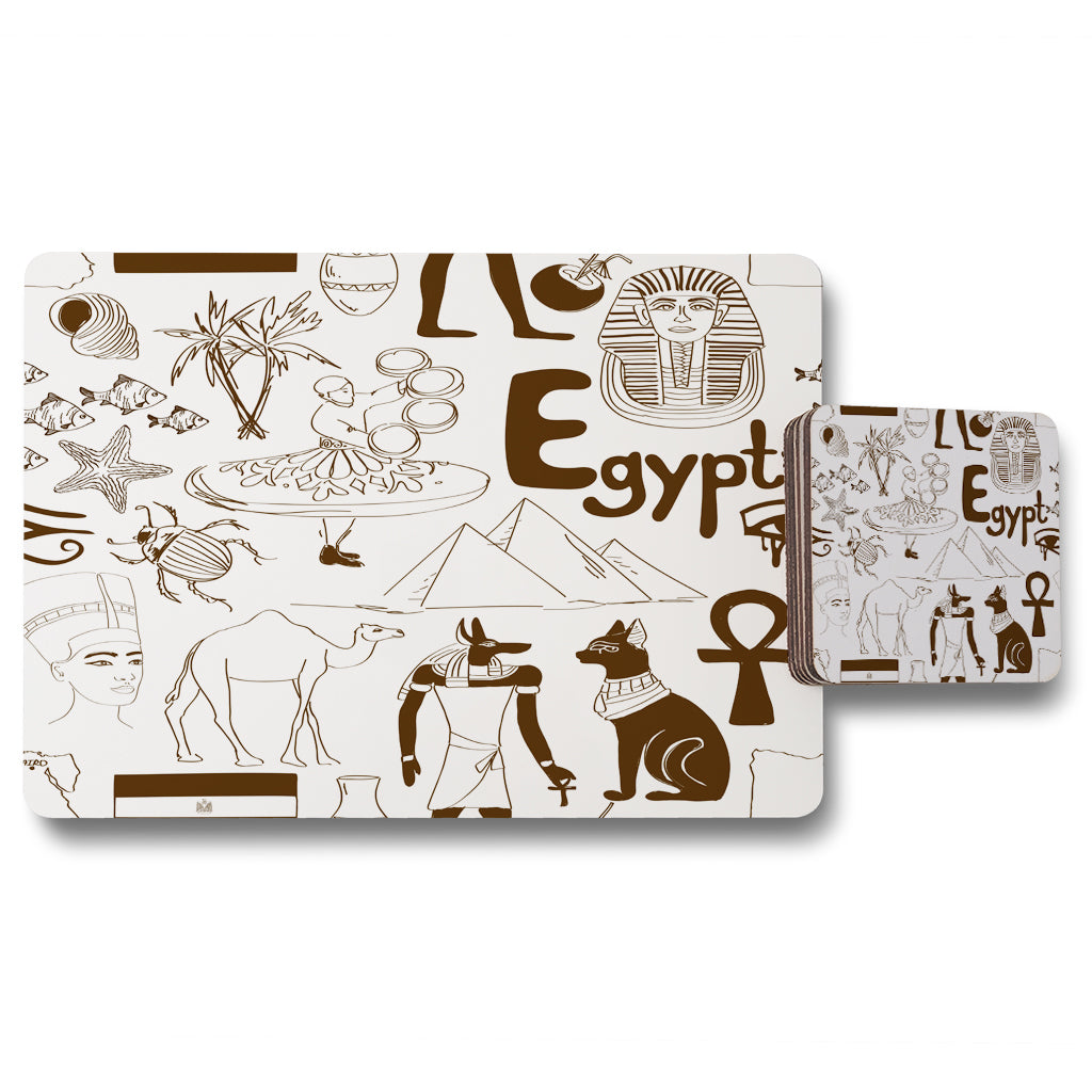 New Product Hand drawn sketch Egypt (Placemat & Coaster Set)  - Andrew Lee Home and Living