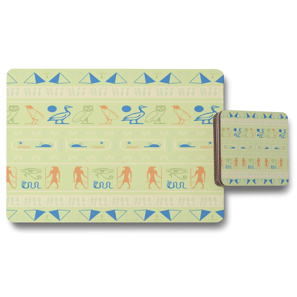 New Product Hieroglyphic egyptian language symbols (Placemat & Coaster Set)  - Andrew Lee Home and Living