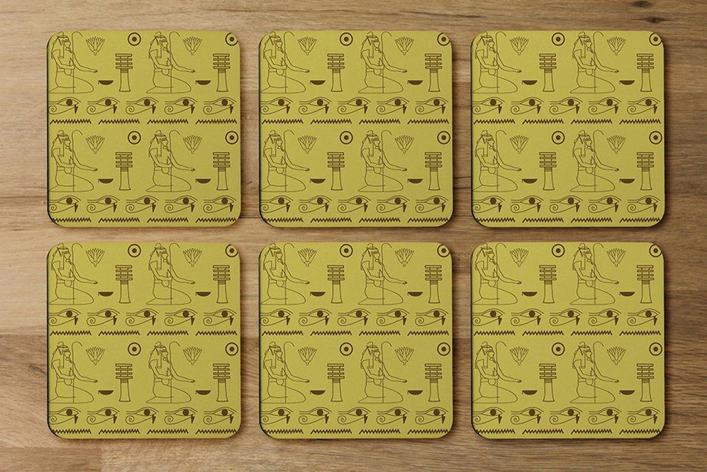Pattern of Egyptian hieroglyphics (Coaster) - Andrew Lee Home and Living