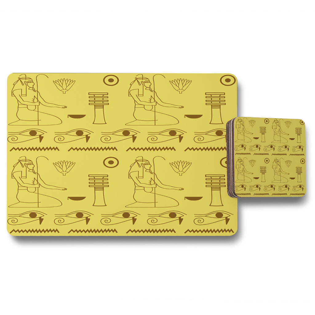 New Product Pattern of Egyptian hieroglyphics (Placemat & Coaster Set)  - Andrew Lee Home and Living