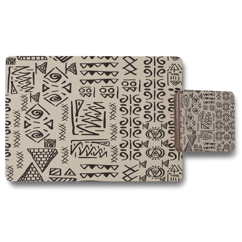 New Product Striped egyptian theme with ethnic and tribal motifs (Placemat & Coaster Set)  - Andrew Lee Home and Living
