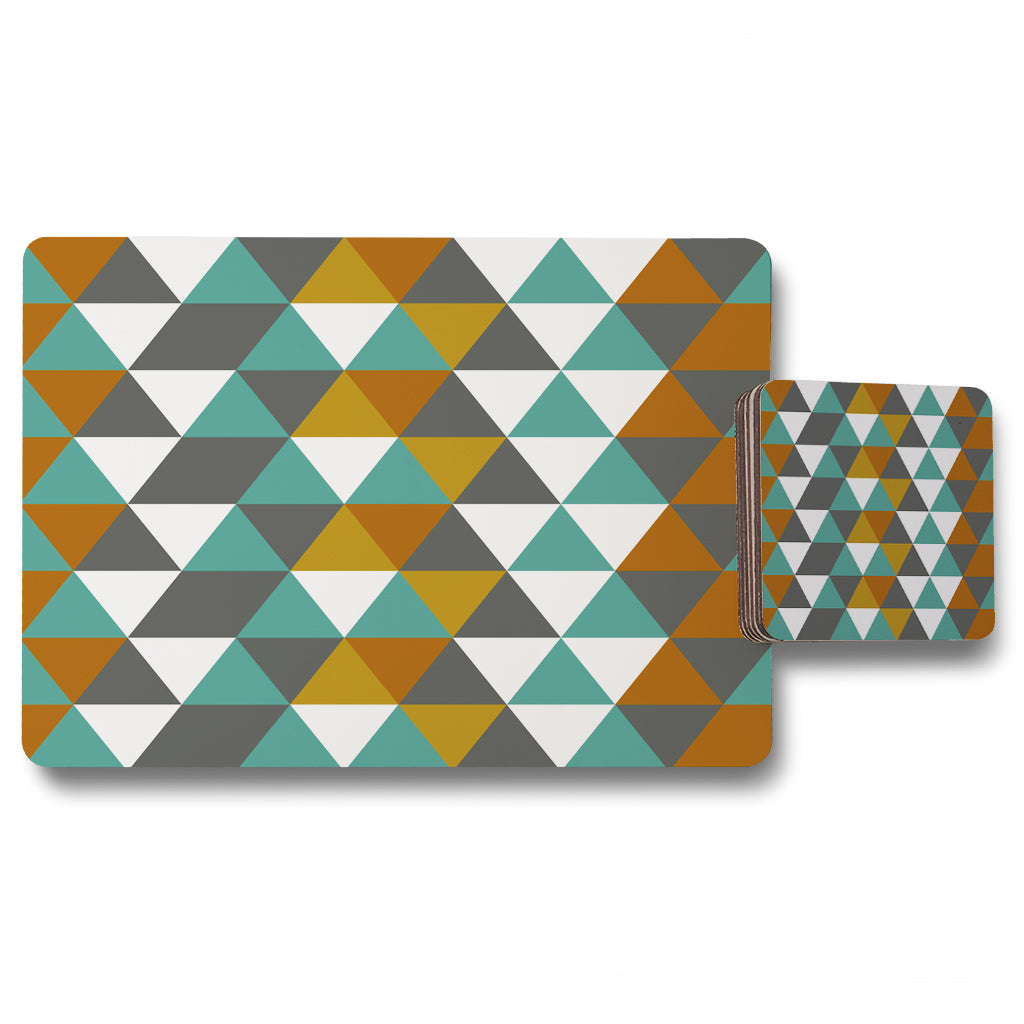 New Product Autumn Geometric triangles (Placemat & Coaster Set)  - Andrew Lee Home and Living
