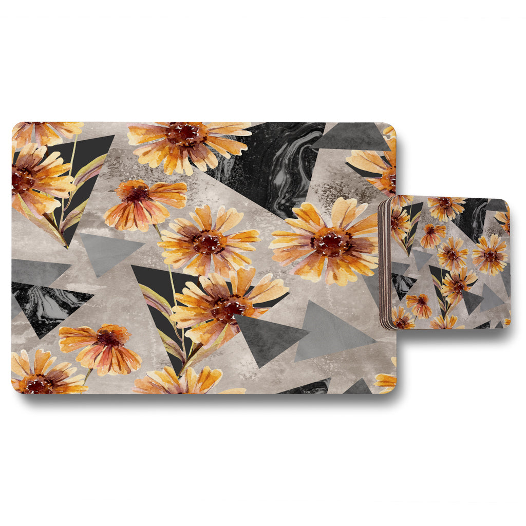 New Product Geometric floral shapes (Placemat & Coaster Set)  - Andrew Lee Home and Living