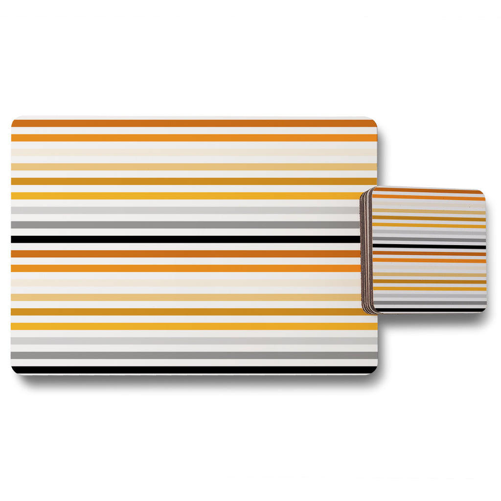 New Product Striped pattern, orange black gray beige and brown (Placemat & Coaster Set)  - Andrew Lee Home and Living