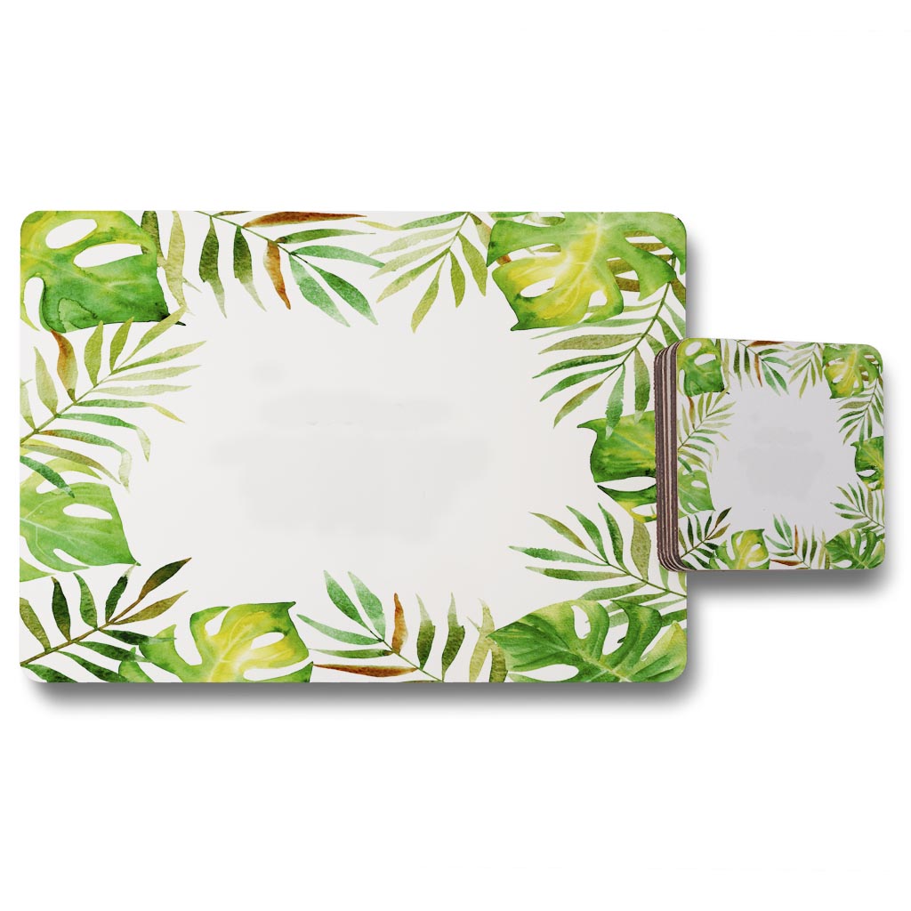 New Product Border of Botanical Leaves (Placemat & Coaster Set)  - Andrew Lee Home and Living