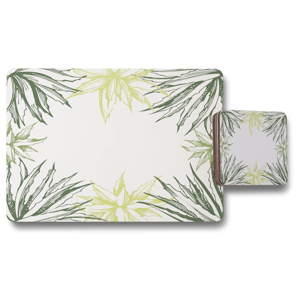 New Product Green Leaf Border (Placemat & Coaster Set)  - Andrew Lee Home and Living