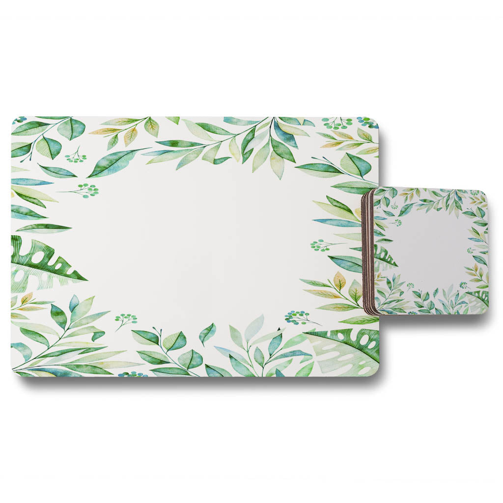 New Product Light Botanical Leaves (Placemat & Coaster Set)  - Andrew Lee Home and Living