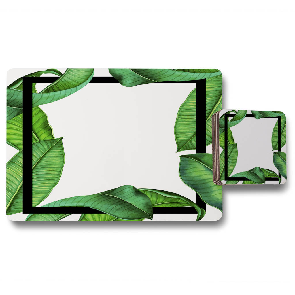 New Product Botanical & Black Border (Placemat & Coaster Set)  - Andrew Lee Home and Living