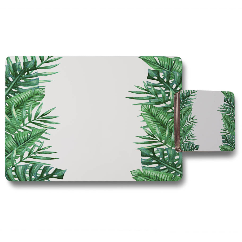 New Product Half Botanical Border (Placemat & Coaster Set)  - Andrew Lee Home and Living