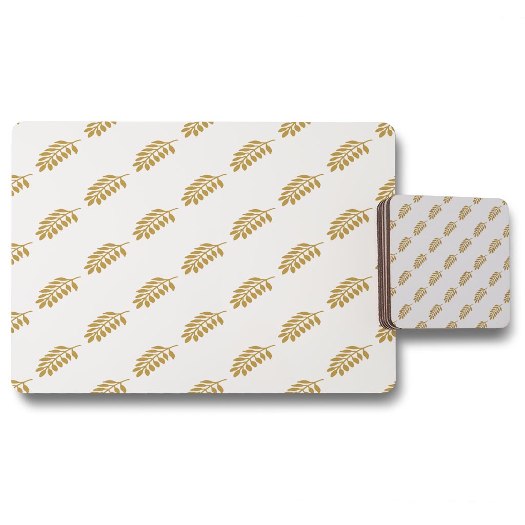 New Product Gold Leaf Pattern (Placemat & Coaster Set)  - Andrew Lee Home and Living