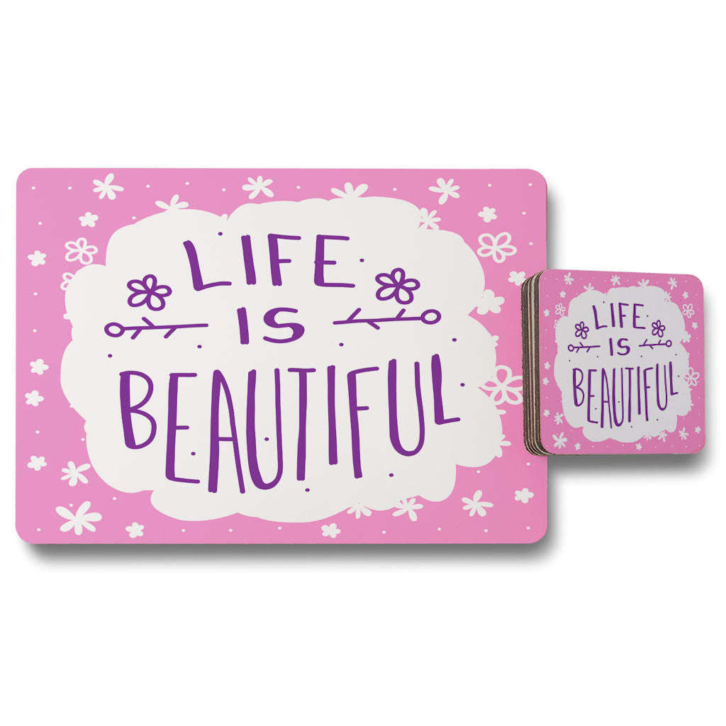 New Product Life Is Beautiful (Placemat & Coaster Set)  - Andrew Lee Home and Living