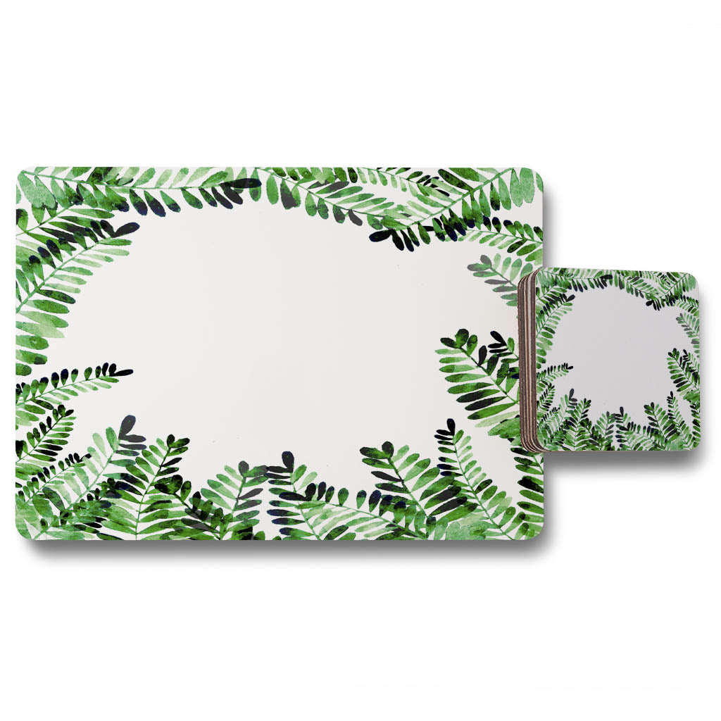 New Product Green Botanical Leaves (Placemat & Coaster Set)  - Andrew Lee Home and Living