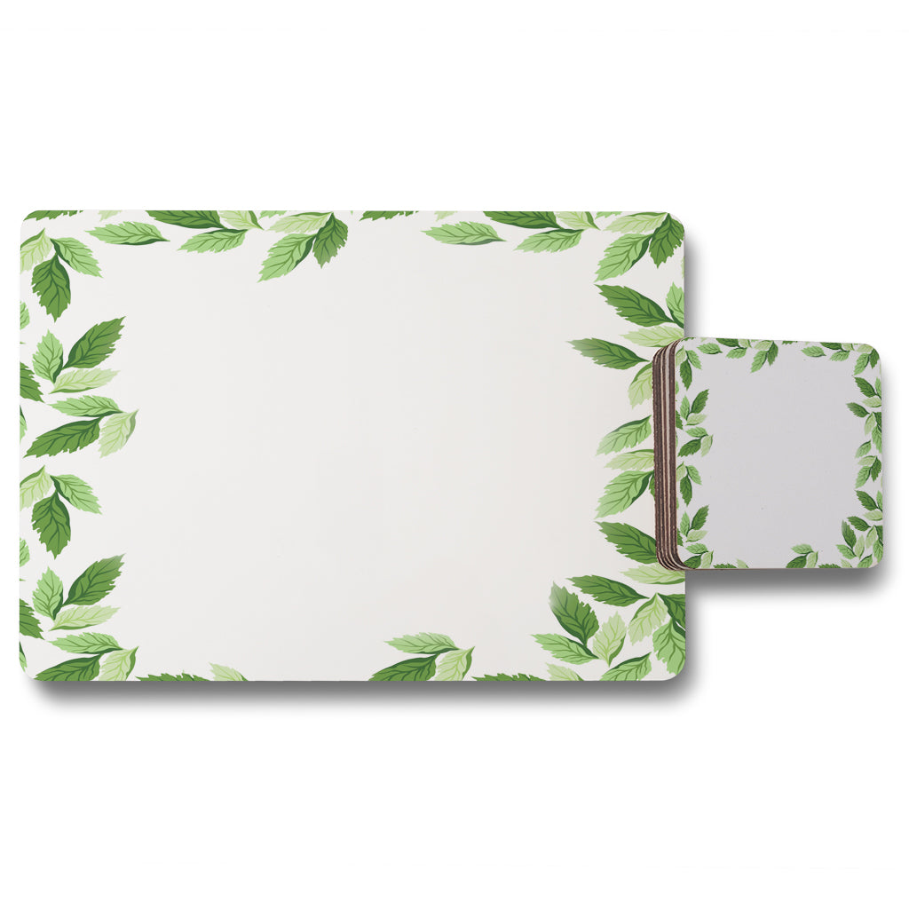 New Product Green Border (Placemat & Coaster Set)  - Andrew Lee Home and Living