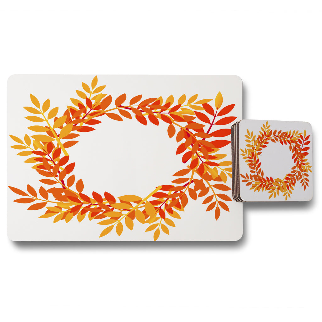 New Product Orange & Red Autumn Leaves (Placemat & Coaster Set)  - Andrew Lee Home and Living